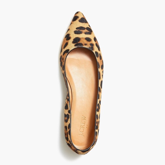 J. Crew Leopard Print Calf Hair Pointed Flats Size 7 - Picture 2 of 8